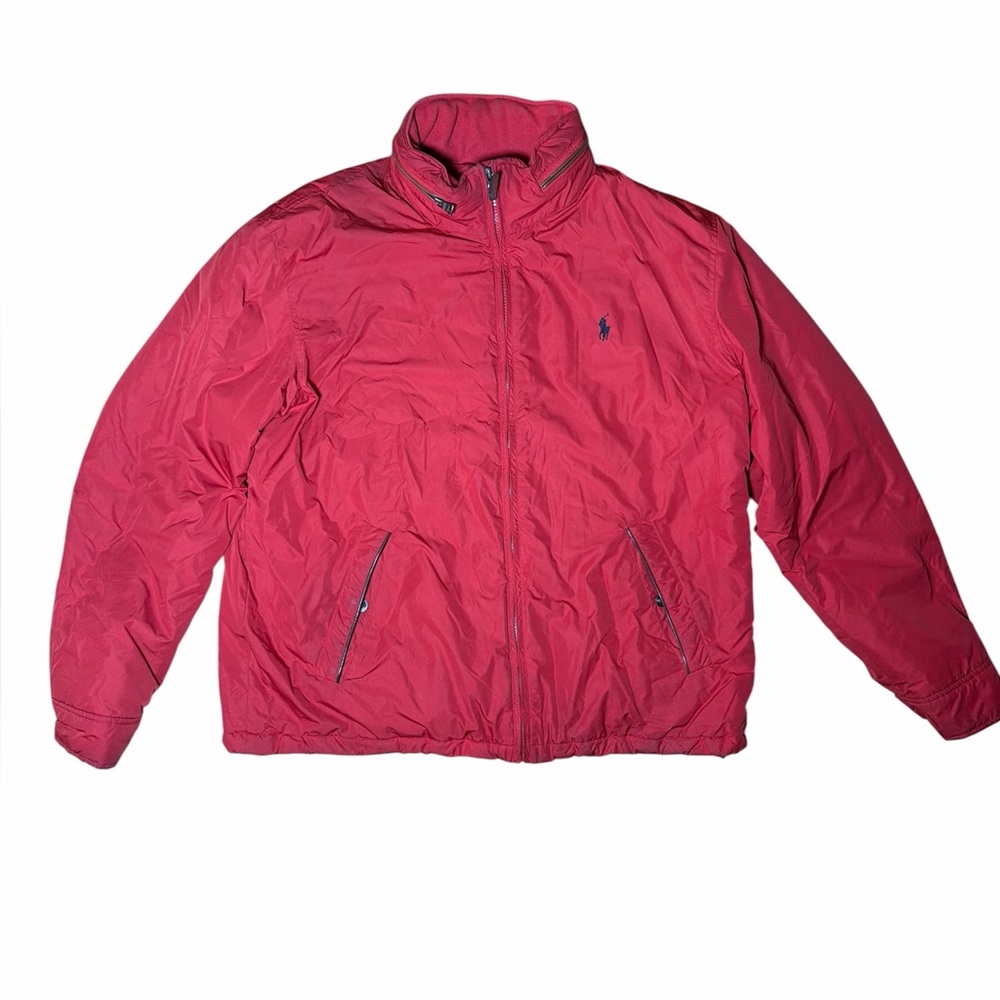 Polo Ralph Lauren Lined Nylon Windbreaker Jacket w/ Stashable Hood Sz L